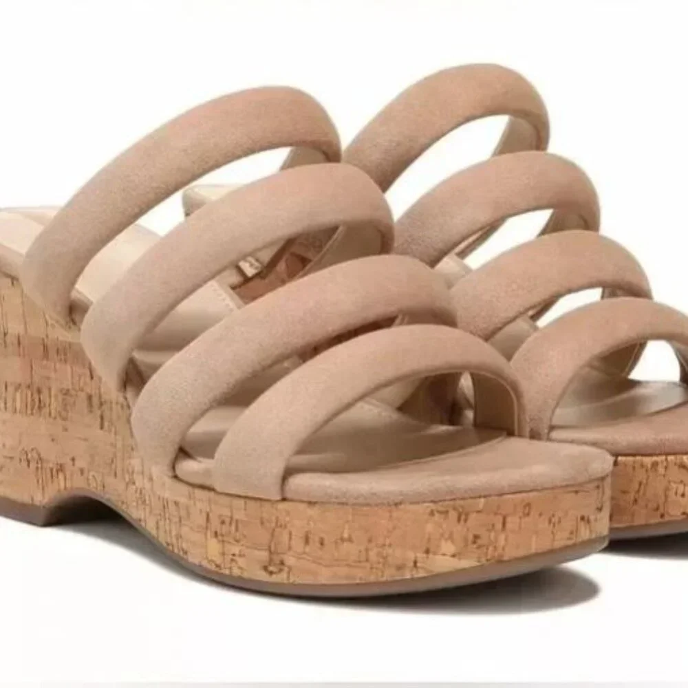 NWT Sam Edelman Women's Yuki Platform Wedge Sandal Golden Caramel - Picture 2 of 15